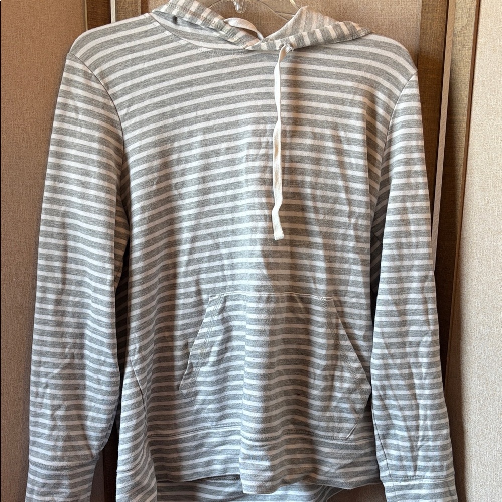 FINAL MARKDOWN Dip Gray and White Striped Hoodie lounge top large